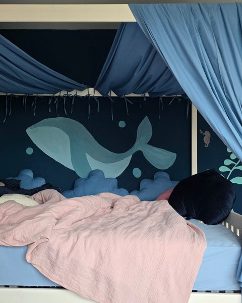 Betthimmel aus Baumwollstoff Jeansblau - The Present Company