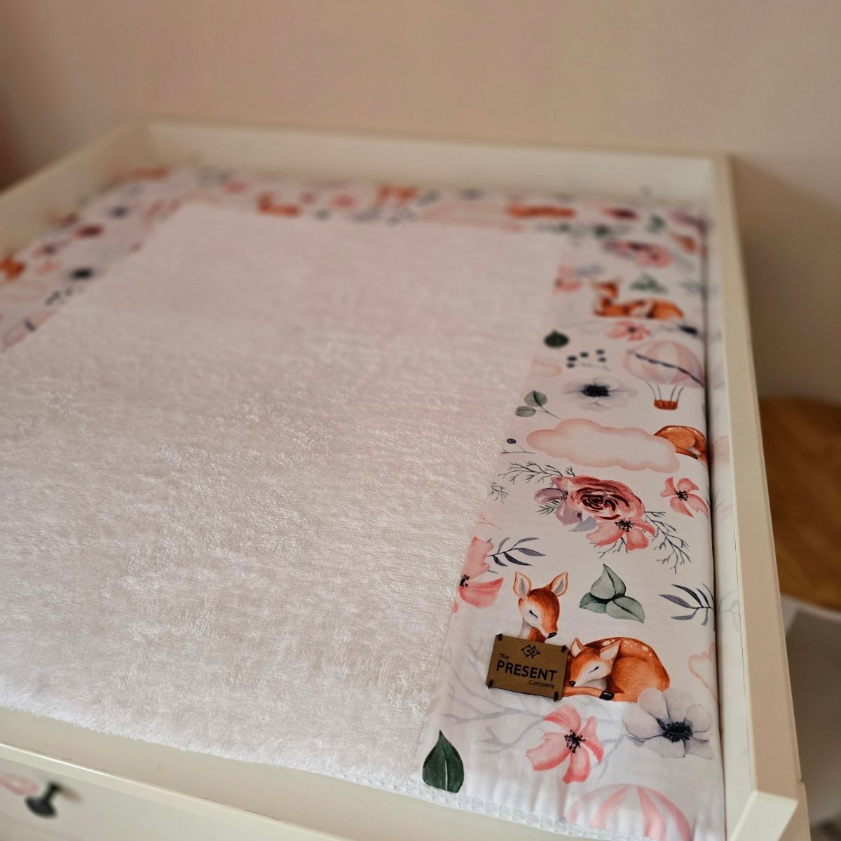 Bezug für Wickelauflage Druck Bambi Cremeweiß - The Present Company