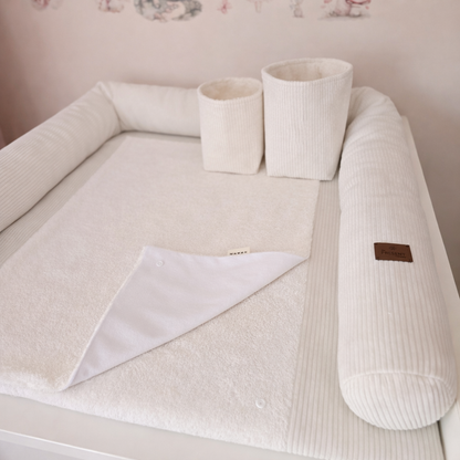 cremeweiss Cord Wickelauflage mit abnehmbarem Bezug und Wickeltischschlange