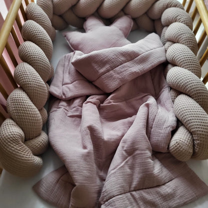 Geflochtene Bettschlange Waldveilchen - Waffelpique Sandbeige