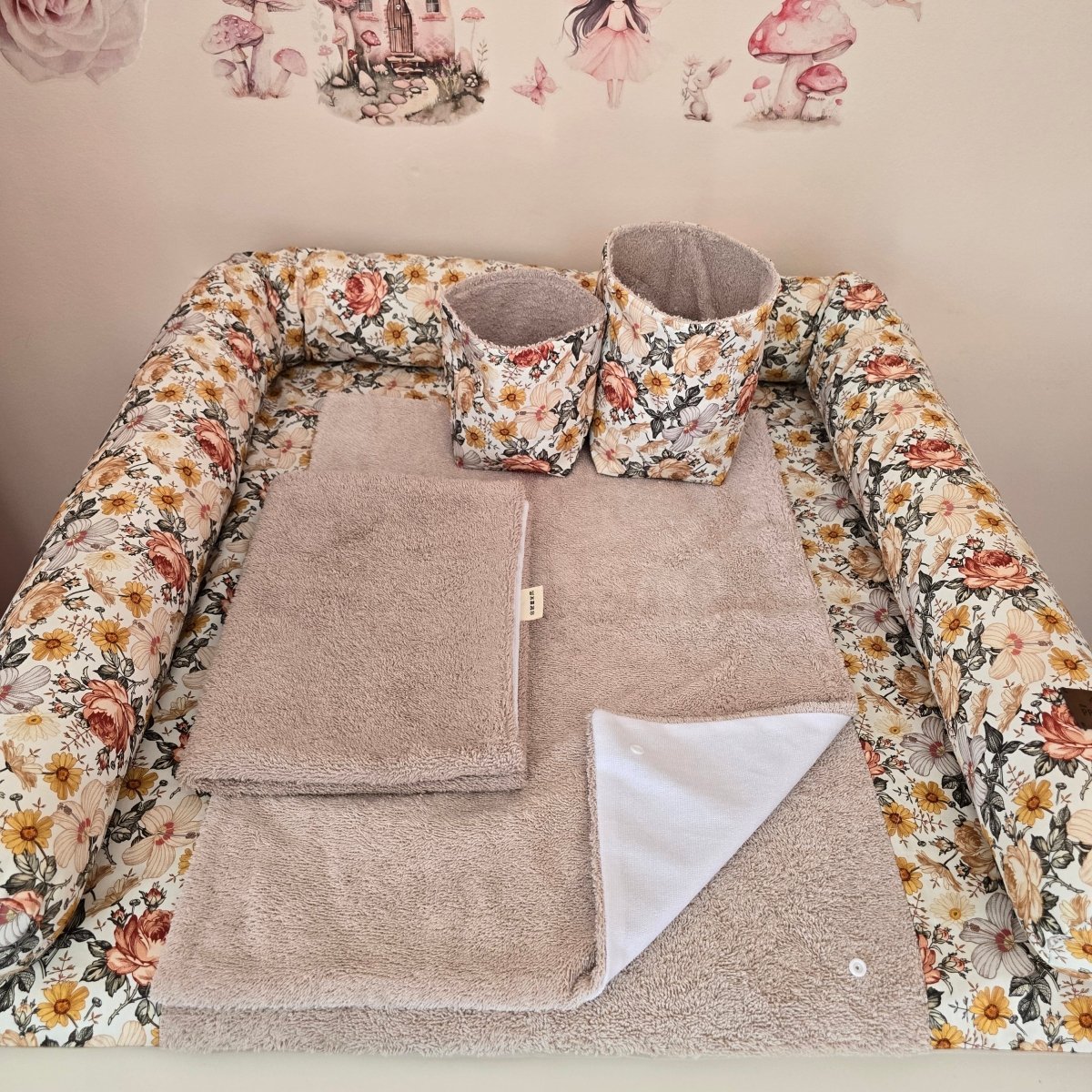 L Set Wickelauflage Druck Retroblume - The Present Company