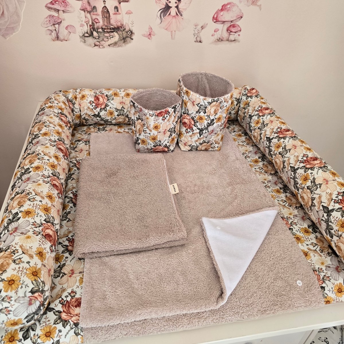 L Set Wickelauflage Druck Retroblume - The Present Company