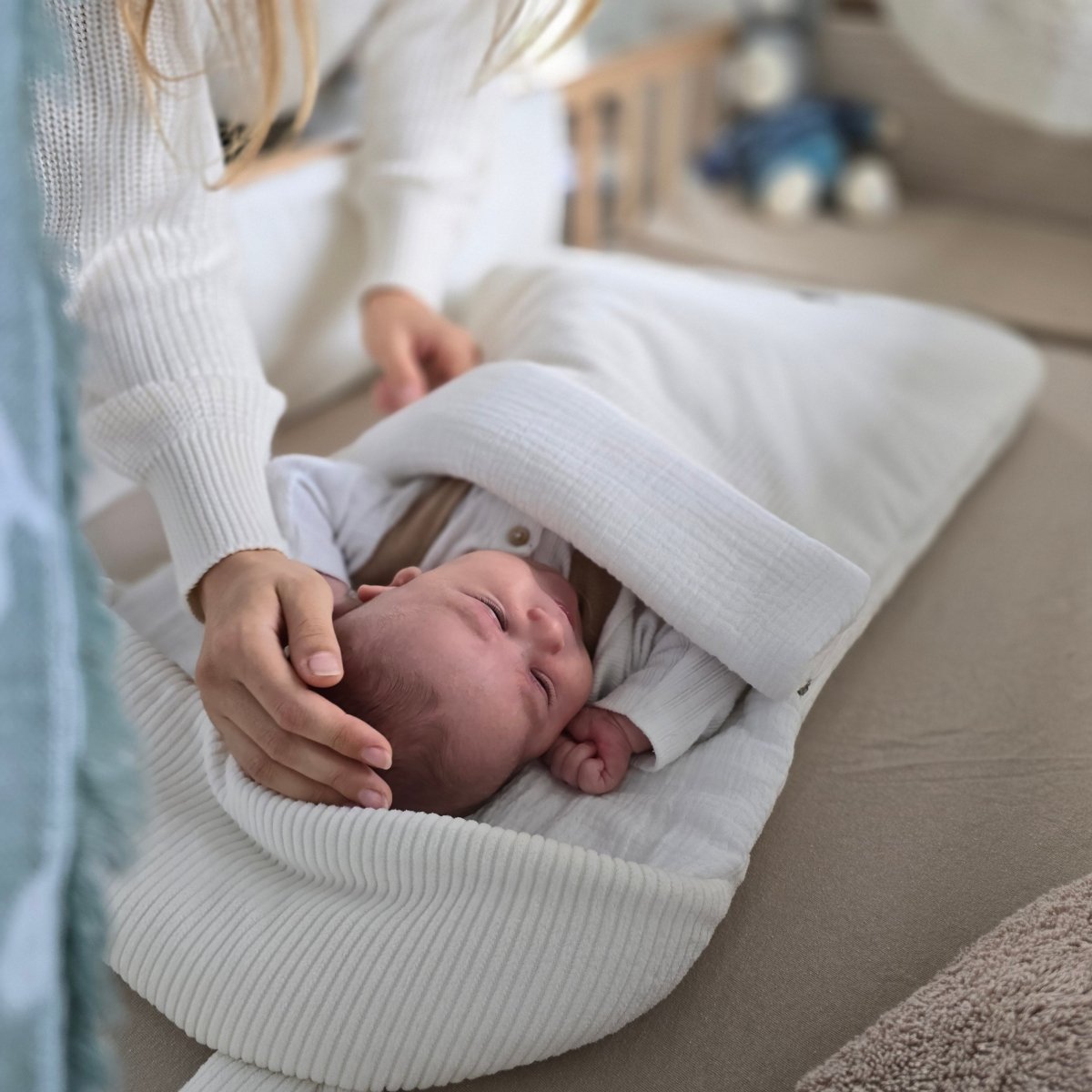 schlafsack neugeborene mitwachsend Schlafsack - Cord und Musselin