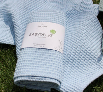 Waffelpique Babydecke Hellblau - The Present Company