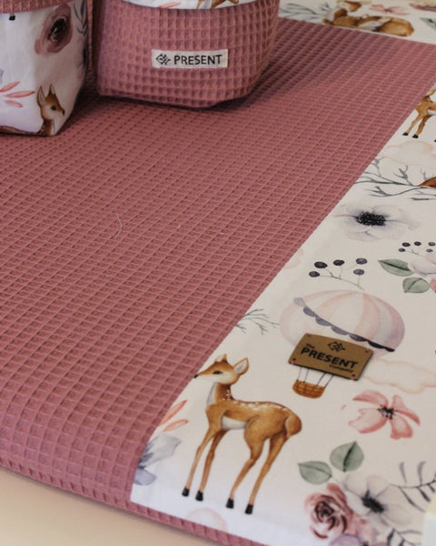 Wickelauflage mit abnehmbarem Bezug Druck BAMBI Altrosa - The Present Company