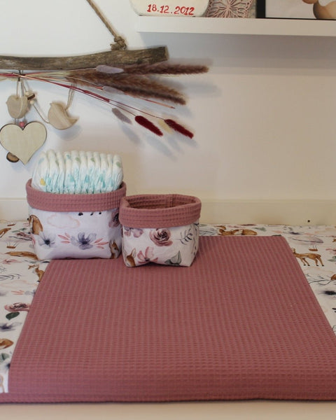 Wickelauflage mit abnehmbarem Bezug Druck BAMBI Altrosa - The Present Company