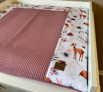 Wickelauflage mit abnehmbarem Bezug Druck BAMBI Altrosa - The Present Company