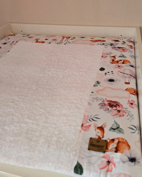 Wickelauflage mit abnehmbarem Bezug Druck BAMBI Cremeweiß - The Present Company