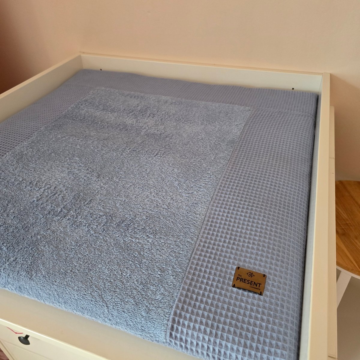Wickelauflage mit abnehmbarem Bezug Waffelpiqué Jeansblau - The Present Company