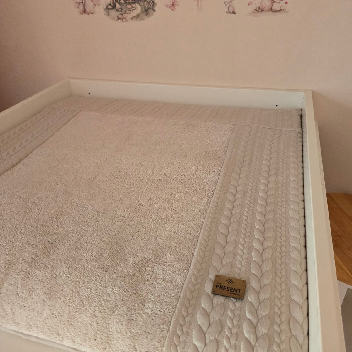 Wickelauflage mit abnehmbarem Bezug Zopfmuster Hellbeige - The Present Company