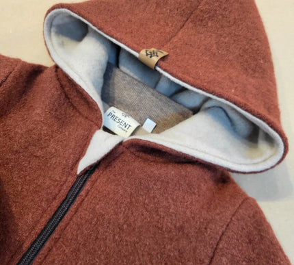 Wollwalkjacke mit Kapuze Rostbraun - The Present Company