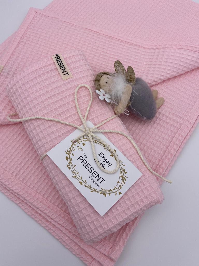 Rosa Waffel Babydecke weich zum Kuscheln - 100 % Baumwolle