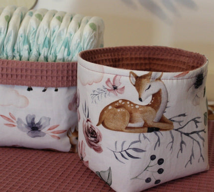 UTENSILO Körbchen altrosa Waffelpique und Bambidruck - The Present Company