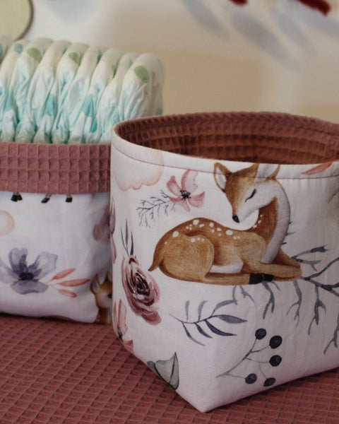 UTENSILO Körbchen altrosa Waffelpique und Bambidruck - The Present Company