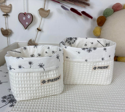 UTENSILO Körbchen Cremeweiß Waffelpique und Pusteblume - The Present Company