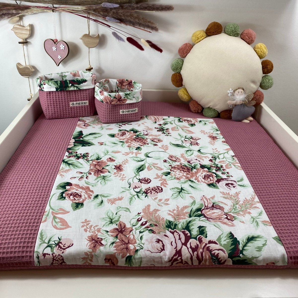 Wickelauflage mit abnehmbarem Bezug Druck Rosenblume - The Present Company