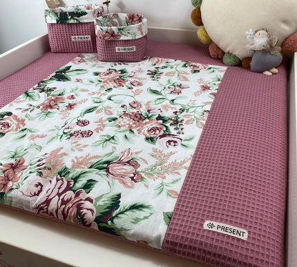 Wickelauflage mit abnehmbarem Bezug Druck Rosenblume - The Present Company