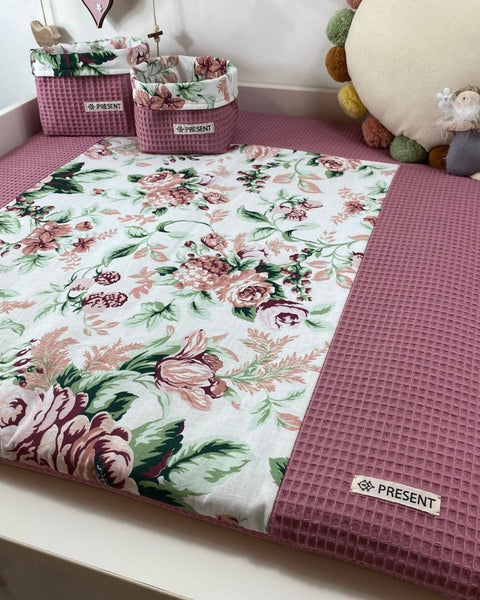 Wickelauflage mit abnehmbarem Bezug Druck Rosenblume - The Present Company