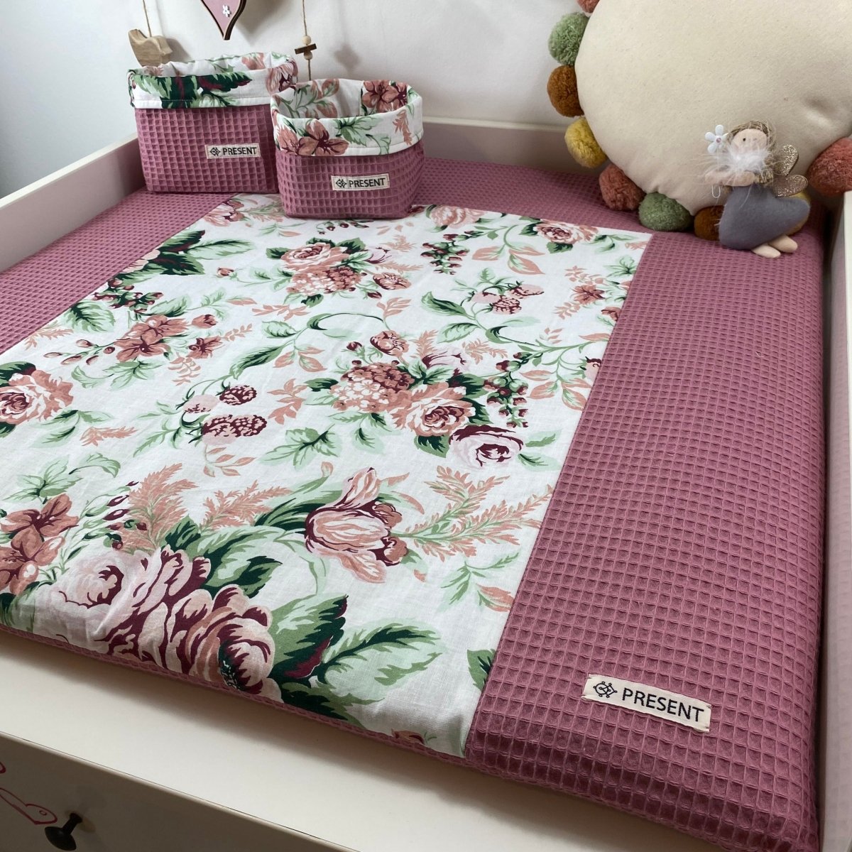 Wickelauflage mit abnehmbarem Bezug Druck Rosenblume - The Present Company
