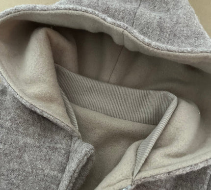 Wollwalkjacke mit Kapuze Beige - The Present Company